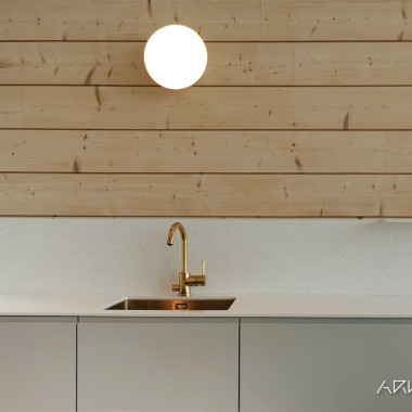 Keittiön ARKKIkomposiitti -allastaso messinkialtaalla ja hanalla