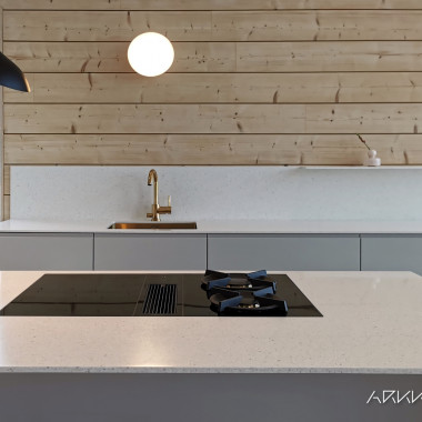 Ajaton keittiö mahtavalla liesitasojärjestelmällä